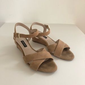 Nine West Suede Wedge Heel Sandals, Tan, Sz 7.5